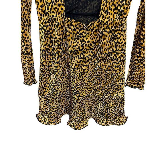 Revolve / Saylor Tovah Pleated Leopard Plissé Open Back Mini Dress - Small - Picture 6 of 11